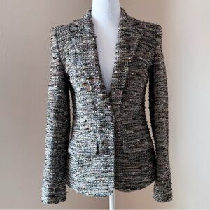 Escada Fantasy Tweed Sandstone Taupe Multicolor Single Button Blazer Jacket 34 4